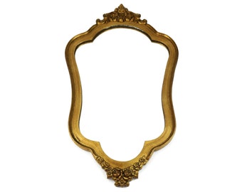 Espejo de madera antiguo con marco dorado, espejo de madera para colgar en la pared, espejo Art Nouveau con marco de madera dorado