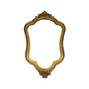 Antique Wooden Mirror With Gold Frame, Wall Hanging Wooden Mirror, Art Nouveau Gold Wooden Frame Mirror