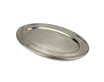 Bandeja de comedor plateada, bandeja para servir plateada Wiskemann, bandeja vintage ovalada plateada