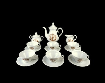 Bavarian Ceramic Coffee Tea Set, Vintage Coffee Tea Set
