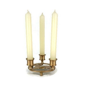 Antique Brass Triple Candle Holder