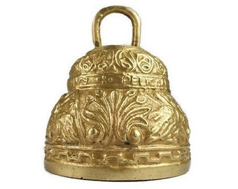 Campana in ottone vintage, campana in ottone incisa, grande campana in ottone massiccio