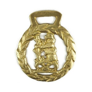 Vintage Brass Horse Medallion Lion, Antique Horse Accessory