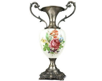 Antique Large Ceramic Amphora Vase Italy, Vintage Ceramic Floral Vase, Italian Large Ceramic Amphora Vase