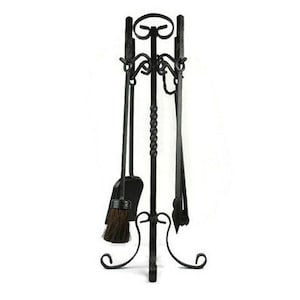 Antique Fireplace Tool Set, Large Iron Fireplace Tool Set, Fireplace Accessory