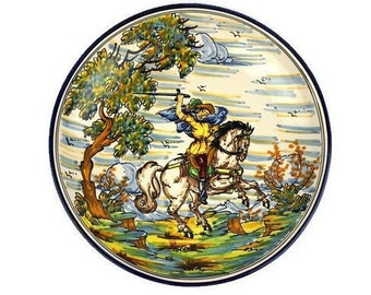 Plato de cerámica española vintage para colgar en la pared, plato de cerámica española pintado a mano