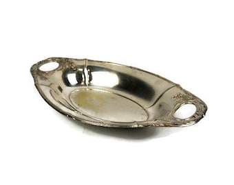Bandeja plateada vintage, bandeja para servir de plata antigua grande