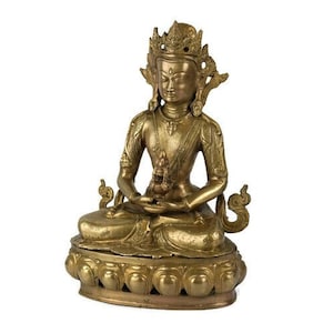 Antique Brass Buddha Statue, Vintage Large Buddha Sculpture, Buddha Altar, Spiritual Buddhism, 15&quot; Buddha Statue