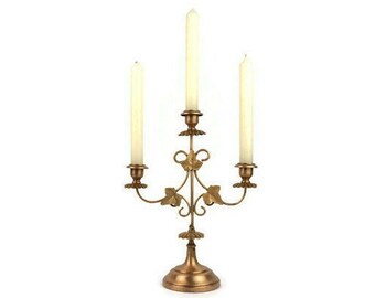Vintage Brass Candle Holder 3 Candles, Antique Brass Candlestick, Brass Candelabra
