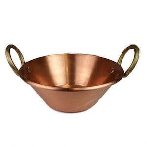 Olla de cobre para conservas de mermelada, olla de cobre francesa para conservas de mermelada con asas de latón