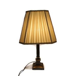 Antique Table Lamp, Brass Table Lamp With Beige Shade