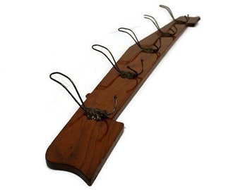 Vintage Wall Coat Rack, Wooden Large Coat Rack With Brass Hook