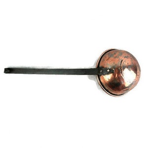 Large Copper Jam Preserve Ladle With Iron Handle France, French Hand Hammered Copper Jam Preserve Ladle