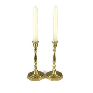 Antique Pair of Brass Candle Holders, Vintage Pair of Candlesticks, Brass Candelabras Set Of 2