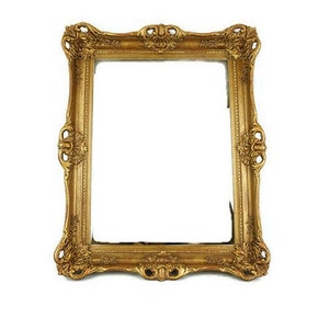 Antique Wooden Mirror With Gold Frame, Wall Hanging Wooden Mirror, Art Nouveau Gold Wooden Frame Mirror