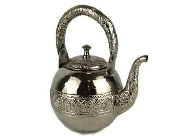 Antique Engraved Metal Teapot