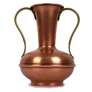 Antique French Copper Brass Amphora Vase, Vintage Copper Brass Amphora VILLEDIEU FRANCE