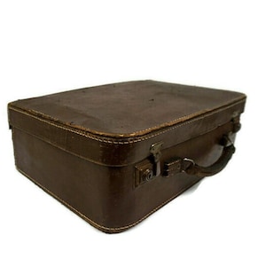 Vintage Suitcase, Travel Switcase, Cardboard Switcase, Brown Cardboard Luggage, Cardboard Train Case 60s
