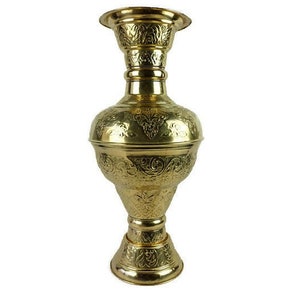Antique Brass Vase, Extra Large Vase, Brass Engraved Vase image 1