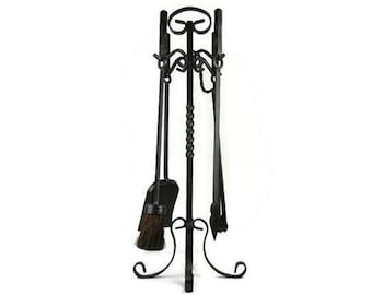 Antique Fireplace Tool Set, Large Iron Fireplace Tool Set, Fireplace Accessory