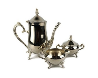 Ensemble café/thé vintage, théière, sucrier, bol à lait