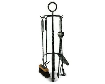 Antique Fireplace Tool Set, Large Iron Fireplace Tool, Fireplace Accessory