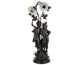 Antique Table Lamp, Renaissance Statues Table Lamp, Large Table Lamp, Antique Statues Table Lamp