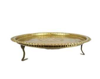 Ottoman Empire Table Tray, Antique Hand Engraved Brass Table Tray, Extra Large Brass Table Islamic Tray