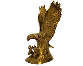 Vintage Brass Eagle Figurine, Large Brass Eagle Sculpture