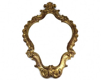 Espejo de madera antiguo con marco dorado, espejo de madera para colgar en la pared, espejo Art Nouveau con marco de madera dorado