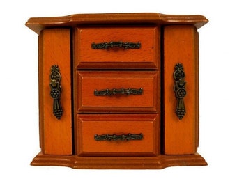 Antique Wooden Drawer Jewelry Box, Wooden Drawer Storage Box, Vintage Organizer Jewelry Box