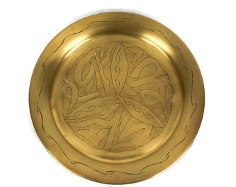 Vintage Brass Hand Engraved Wall Hanging Tray