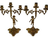 Vintage Pair Metal Candle Holders, Antique Pair Candlesticks, Pair Metal Candelabra