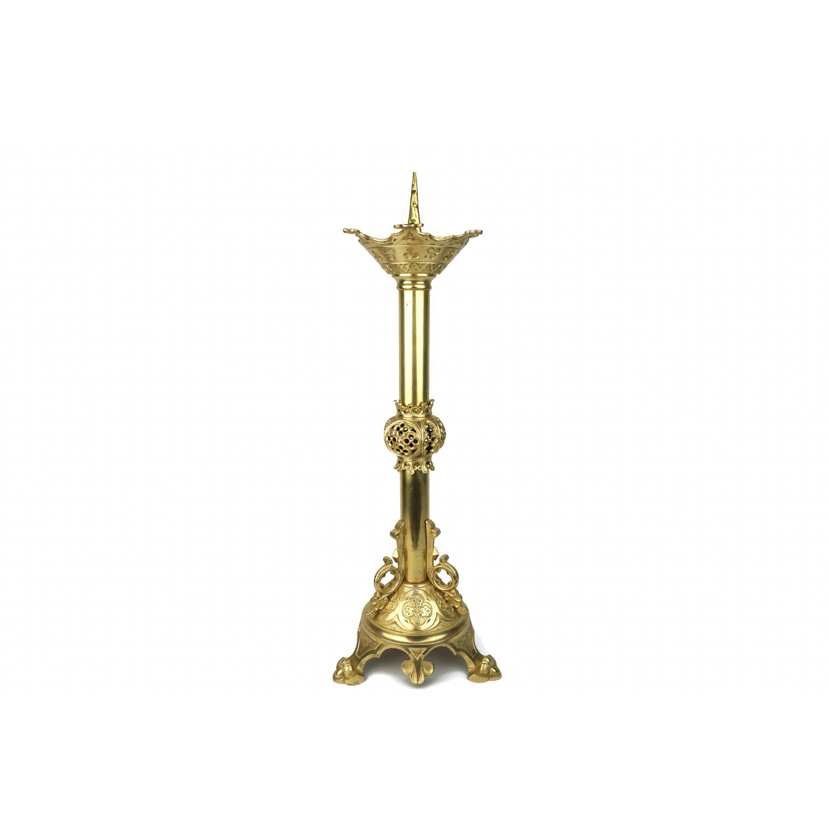 Ancien bougeoir 19ème laiton guilloché style empire | Selency
