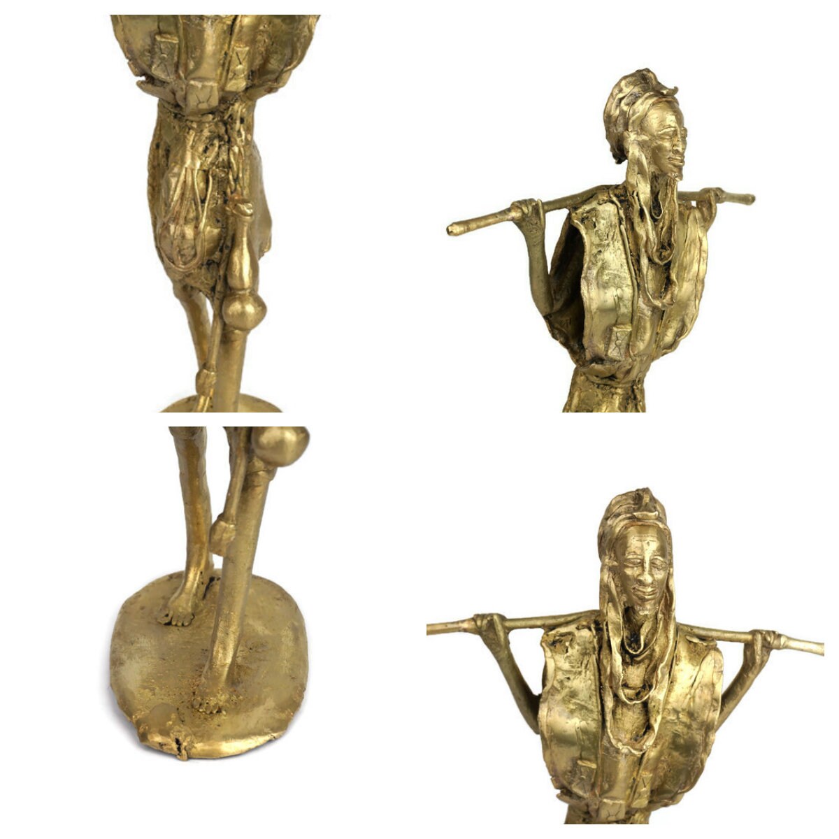 アフリカ部族金属彫刻像／アンティーク品　真鍮オブジェ アフリカ部族金属彫刻像／アンティーク品 真鍮オブジェ