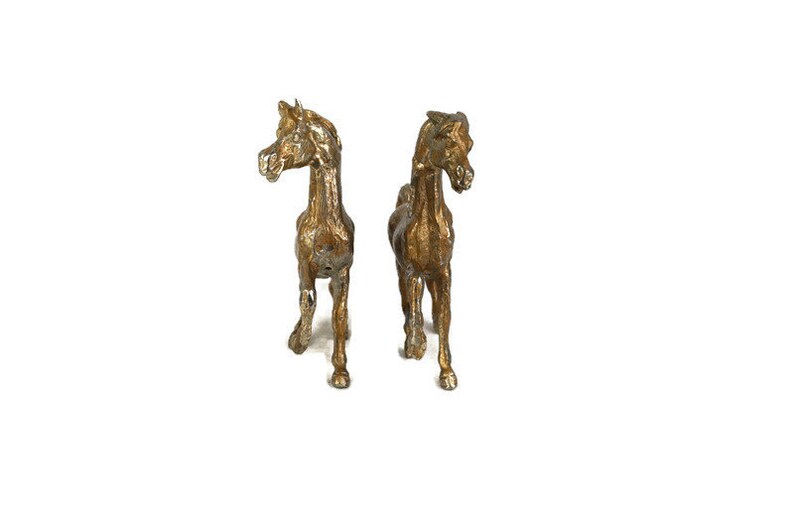 Vintage Metal Horses Figurines Pair Horses Statues Etsy