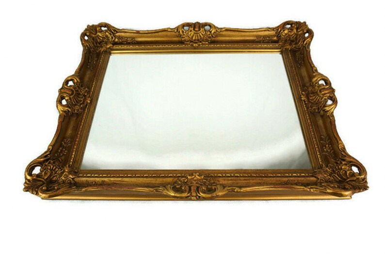 Antique Wooden Mirror With Gold Frame Wall Hanging Wooden Etsy