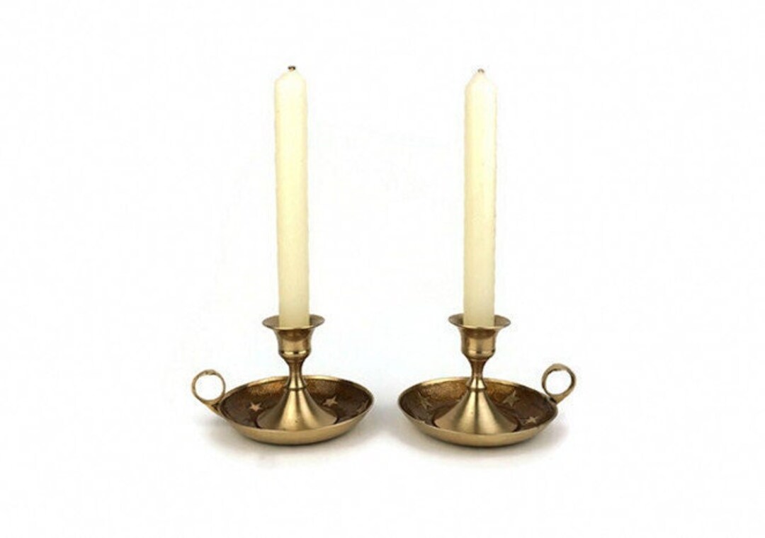 Antique Brass Candle Holder Set Pair Brass Candlesticks Etsy