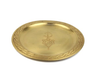 Vintage Brass Hand Engraved Wall Hanging Tray