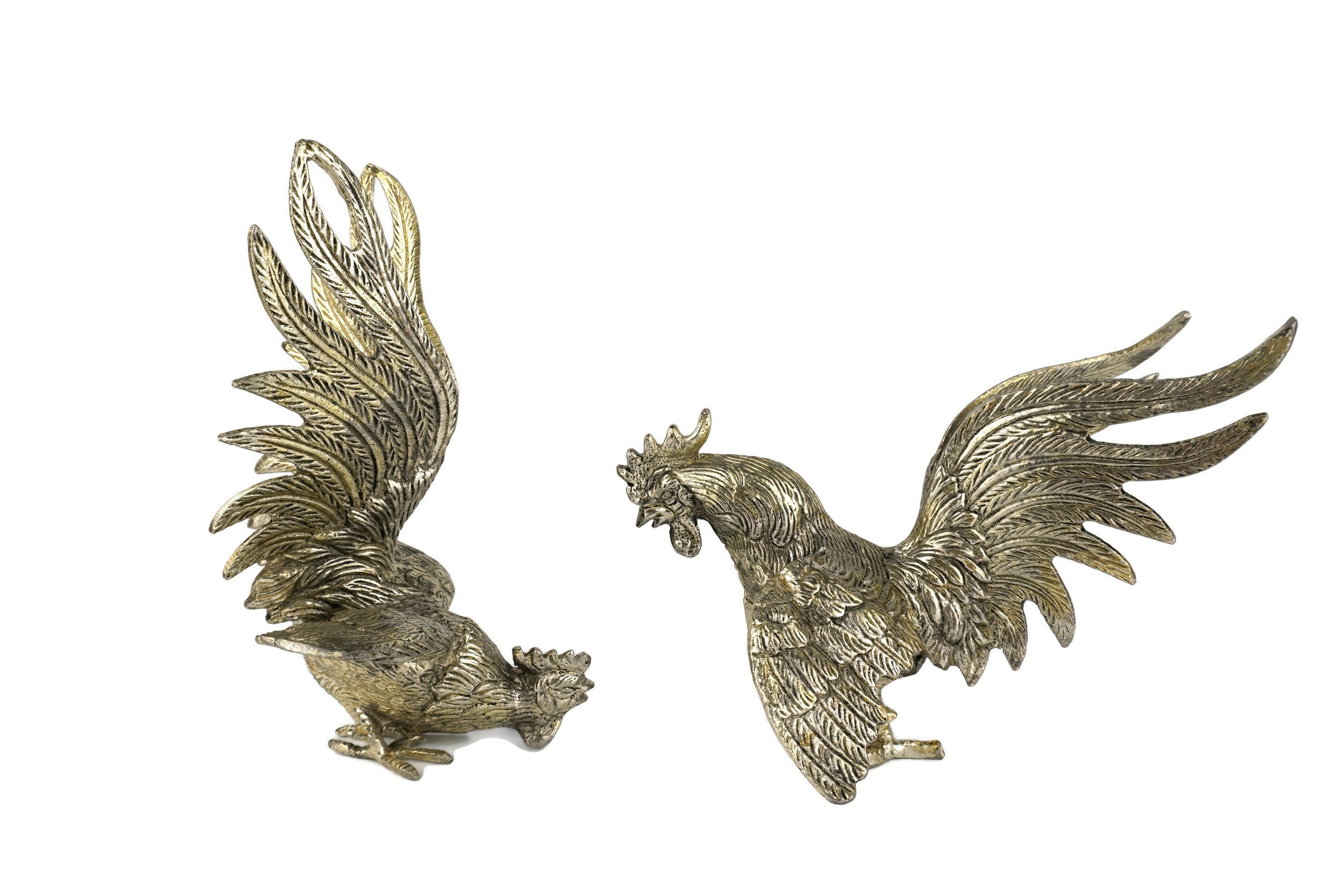 Antique Rooster Figurines Pair Fighting Rooster Statues - Etsy