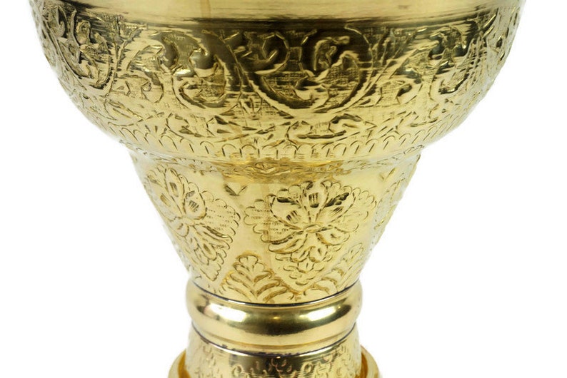Antique Brass Vase, Extra Large Vase, Brass Engraved Vase image 4