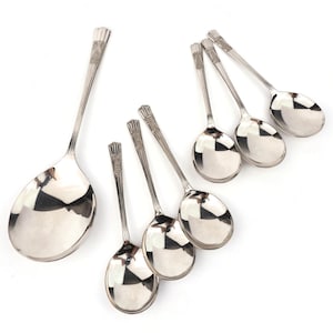 English Silver Plated Spoon Set of 7, Vintage 6 Spoons And Serving Spoon, Yeoman Plate EPNS, Table Ware England