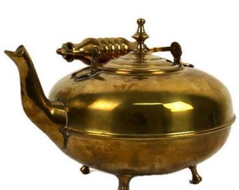 Vintage Solid Brass Tea Pot With Legs