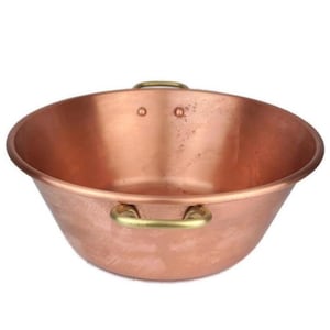 Olla de cobre francesa para conservas de mermelada con asas de latón