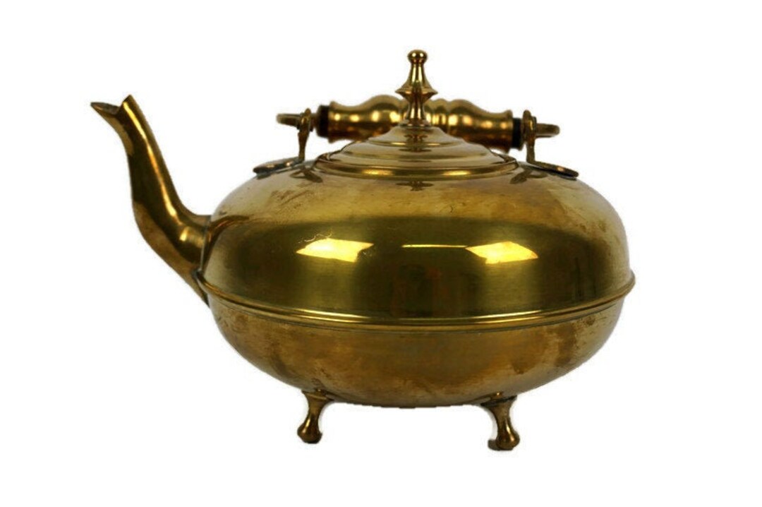 Vintage Solid Brass Tea Pot With Legs Etsy