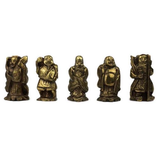Antique Chinese Dynasty Statue Set, Hand Carved Chinese Statue Set