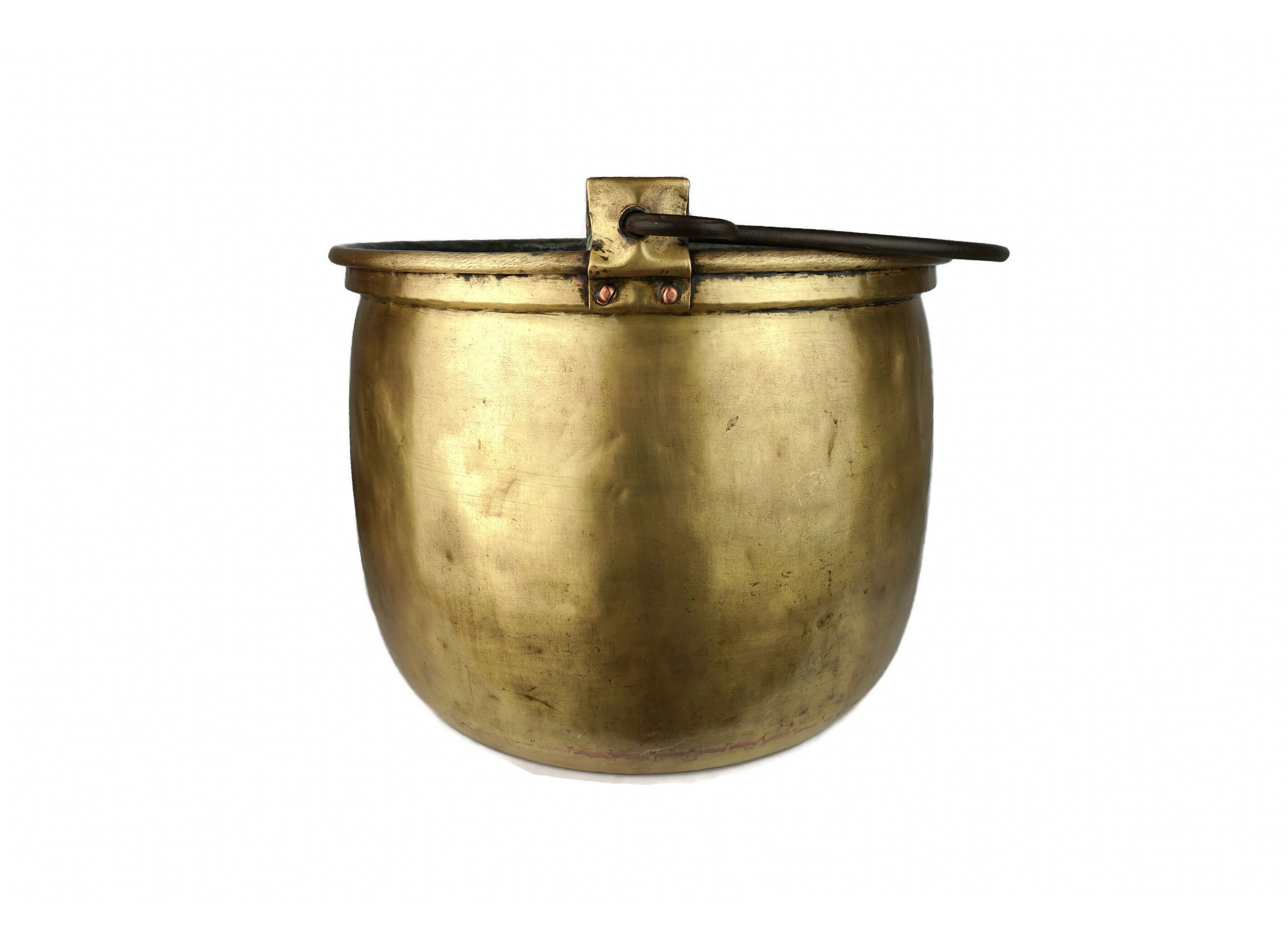 Antique Large Cauldron, Antique Firewood Storage Pot, Handmade Brass ...