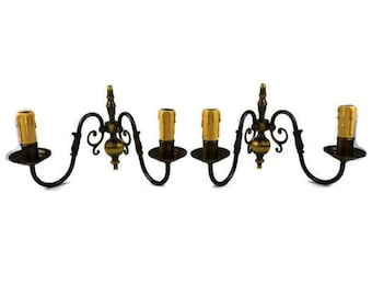 Antique Wall Lamp Set, Vintage Pair Applique Lights, French Sconces