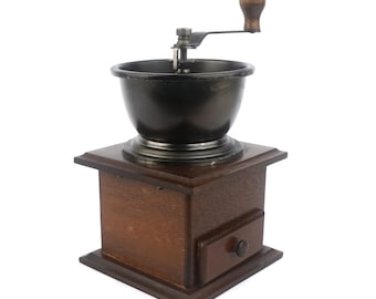 Vintage Wooden Coffee Mill, Wooden Hand Coffee Grinder