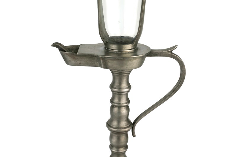 Antique Oil Lamp Clock 19th Century Pewter Oil Clock Lamp Etsy